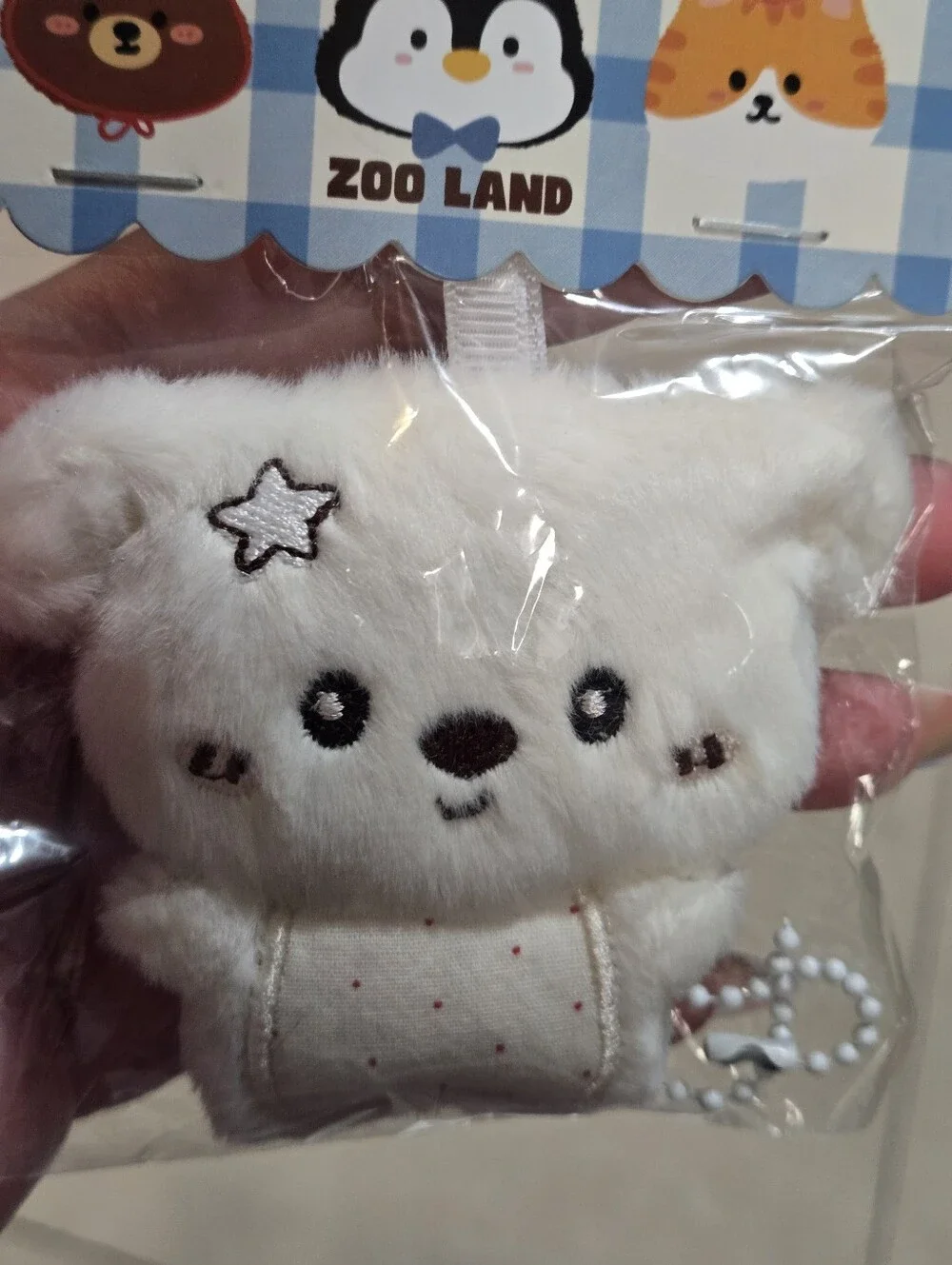 Plush White Dog Keychain Bag Charm